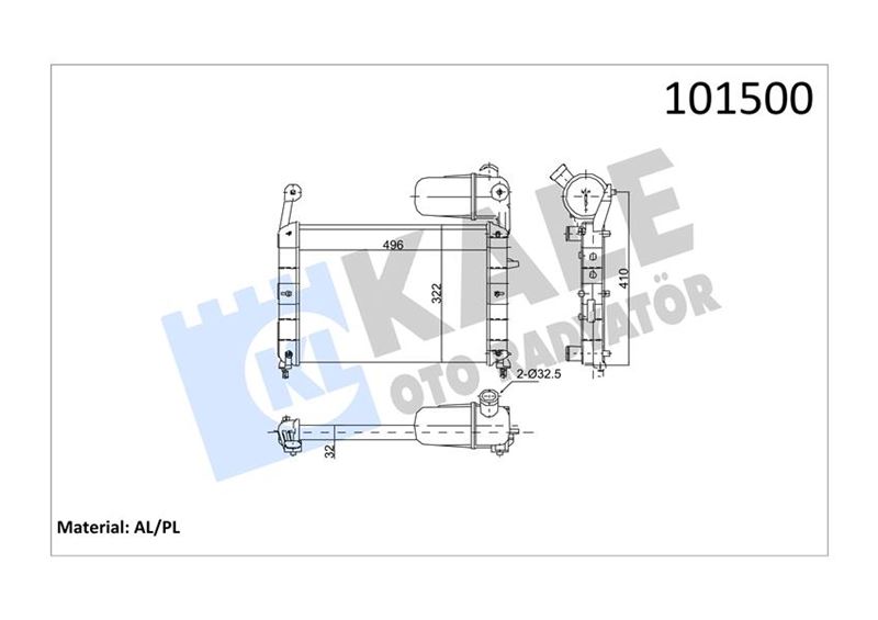 MOTOR RADYATOR TEMPRA TIPO 1,6 S SX SXA BIDONLU (2 SIRA AL+PL) (496X322X32) - KALE 0108112AL