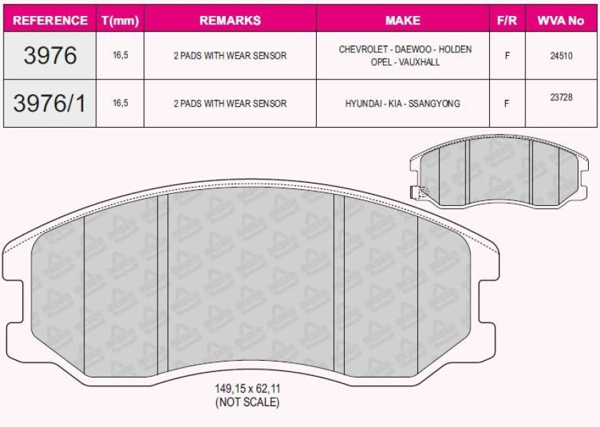 Chevrolet On Fren Balatası Antara Captıva 06 > - Beser 3976