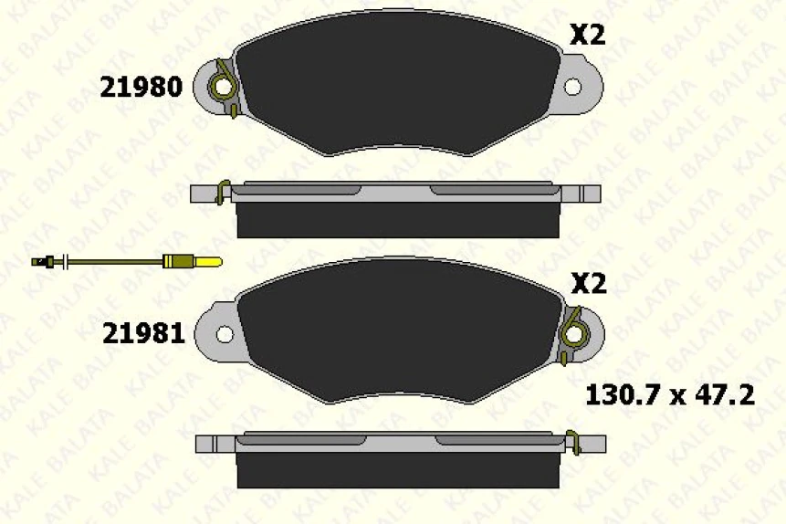 Renault On Fren Balatası Kangoo 1,9d Kangoo 1,5dci Xsara 1,4 1,5 P206 - Kale B 21980 180 45 Ans
