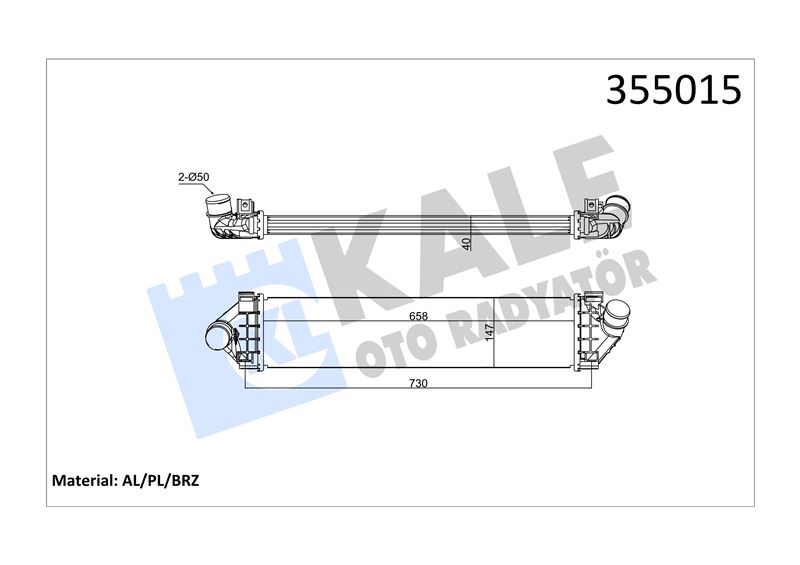 TURBO RADYATORU FOCUS II FOCUS II CMAX 1.6TDCI 1.8TDCI 2.0TDCI 04>08 CMAX 1.6TDCI 2.0TDCI 07> - KALE 355015