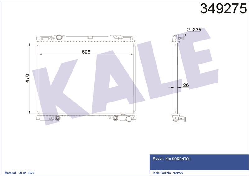 MOTOR SU RADYATORU KIA SORENTO 2002> OTOMATIK VITES - KALE 349275