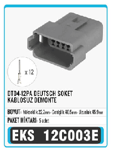 SOKET>DT04-12PA DEUTSCH KABLOSUZ DEMONTE S9008 - EKS-12C003E
