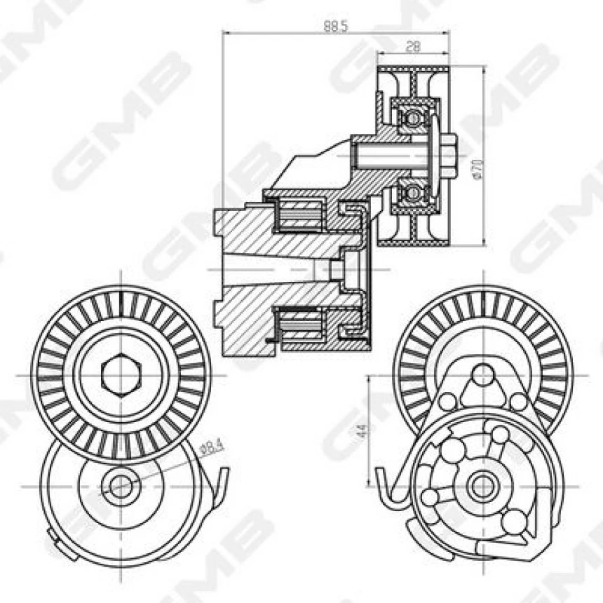Fiat V Kayıs Gergisi Komple - Kütüklü Bilya - Gmb Gat22450