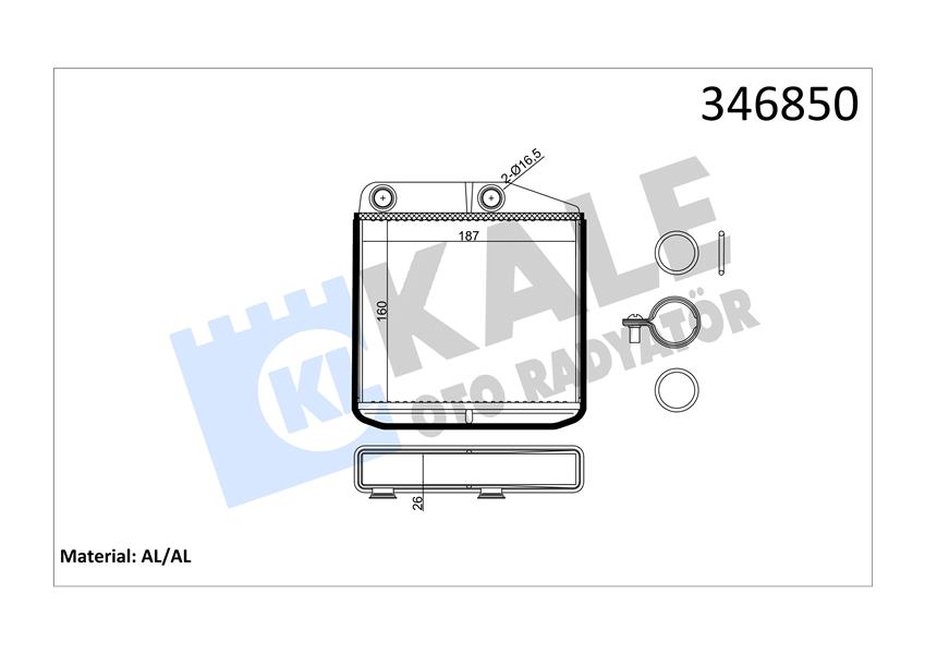 KALORIFER RADYATORU MITO DOBLO III LINEA FIORINO PRATICO GRANDE PUNTO QUBO BIPPER NEMO CORSA D 1,2 / - KALE 346850
