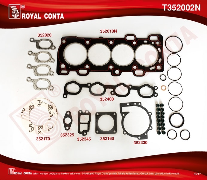 MOTOR UST TAKIM CONTASI SKC VE SUBAP LASTIKLI LI LAGUNA I SAFRANE 2,0 16V N7Q - ROYAL T352002N