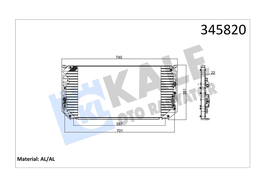 KLIMA RADYATORU TOYOTA COROLLA AE101 92>97 (692×342×20) - KALE 345820
