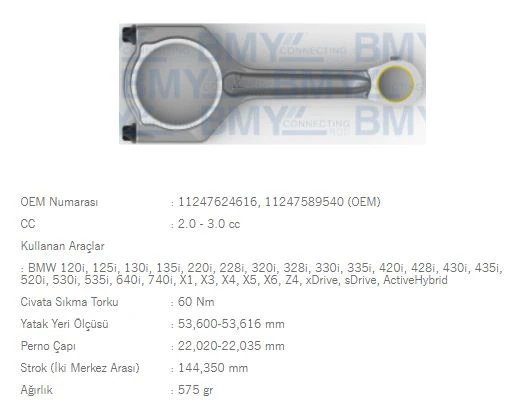 Bmw Piston Kolu Bmw N20 N26 N52 N53 N54 N55 - Bmy 1702