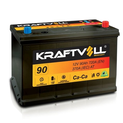 AKU 12V 90 AH N70 (306×173×225) TAM KAPALI TERS - KRAFTVOLL 18010016