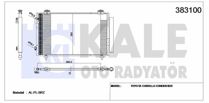 Toyota Klima Radyatoru Toyota Corolla 1.4 D4d 2.0 D4d Benzinli 2003-2007 (608×347×16) - Kale 383100