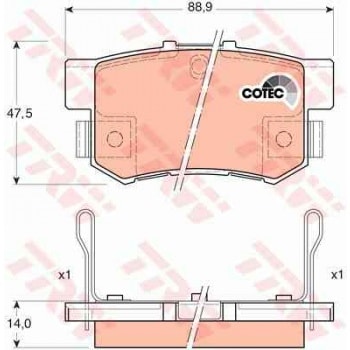 ARKA FREN BALATASI HONDA CIVIC 01>13 FD6 FB7 / CR-V 03>07 / ACCORD 98>08 / FRV 04> - TRW GDB3175