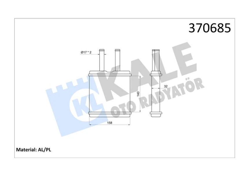 Hyundaı Kalorıfer Radyatoru Kia Pride 1.3 99<01 Borulu [mekanık] [140x158x32] - Kale 370685