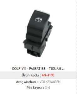 Unıversal Can Anahtarı>golf VII - Passat B8 - Tiguan Tekli - Beyaz İşik - Krom - Mcar-An419c