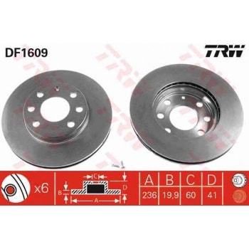 ON FREN DISKI ASTRA F 92>98 CORSA B 93>02 ASTRA CLASSIC 99>02 - TRW DF1609