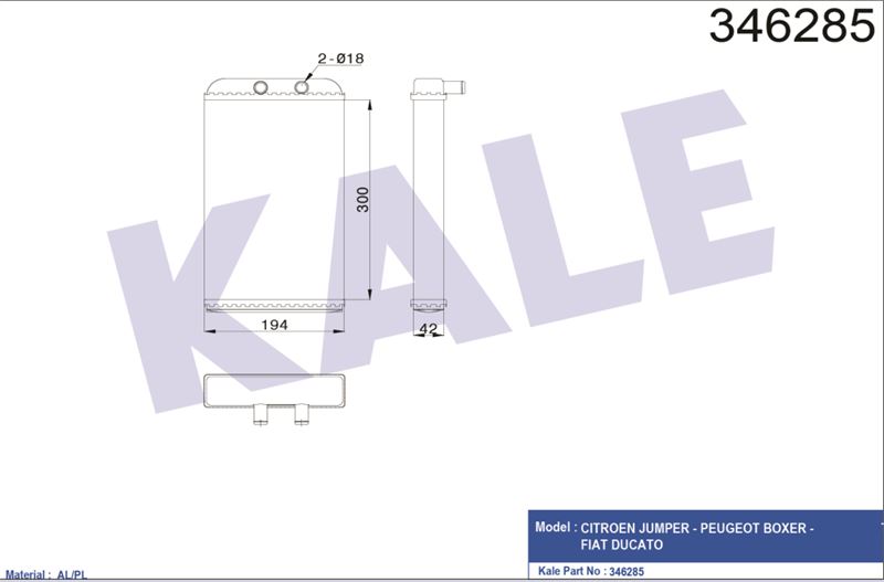 KALORIFER RADYATORU JUMPER BOXER DUCATO 2,2HDI / 2,8 / 2,8TD / 2,8HDI 9906 - KALE 346285