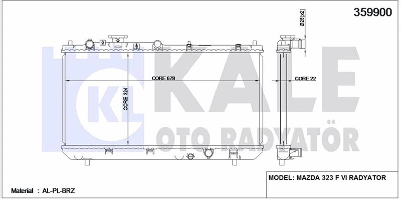 Mazda Motor Su Radyatoru Mazda 323 1998> Manuel Vites (680x325x28) - Kale 359900
