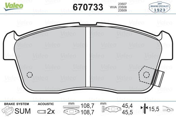 DAIHATSU FREN BALATASI ON SUZUKI ALTO IGNIS 04-> DAIHATSU SIRION CUORE 04-> - VALEO 670733