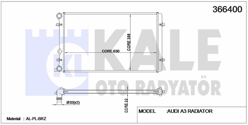 MOTOR SU RADYATORU (BRAZING) GOLF IV BORA OCTAVIA 1,6 AKL BCB BFQ 97>05 - KALE 366400