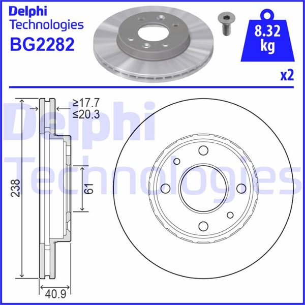 ON FREN AYNASI (DISKI) HAVALI R19 R21 CLIO I II KANGOO MEGANE I SYMBOL I 1,2 / 1,4 / 1,5 / 1,6 / 1,9 - DELPHI BG2282