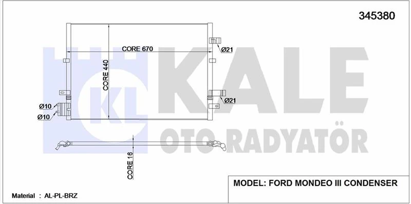 Ford Klima Radyatoru   Mondeo III 2.0tdci / 2.2tdci 00>07 - Kale 345380