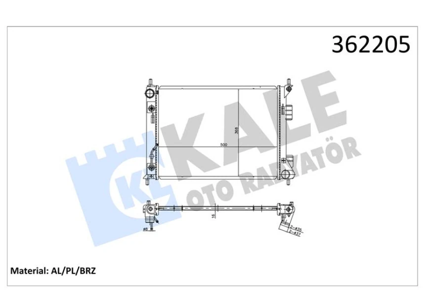 Hyundaı Motor Su Radyatoru Hyundaı İx20 1.6 10<19 - Kia Venga 1.4/1.6 Cvvt 10=> (at) [brazıng] [500x368x16] - Kale 362205