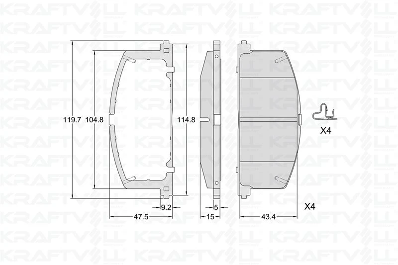 Toyota On Fren Balatası Toyota Corolla 1.3 1.6 Karburatorlu 1988-1997 Corona 1988-1991 (at171 191) - Kraftvoll 07010325