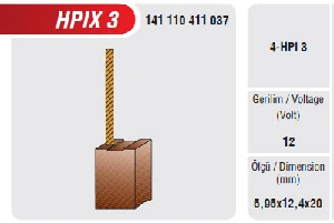 Unıversal Direksiyon Kömürü-Peugeot   6x12x21 (hpix2)…..12v - Mega-Hpix-3