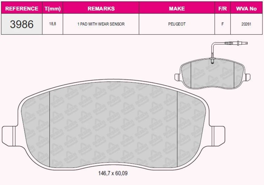 Psa On Fren Balatası C8 P807 Expert Jumpy Scudo 2,0 16v 2,0hdi 8v (02>) / (fisli) - Grap 93986