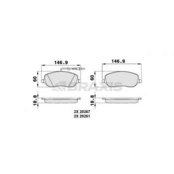 ON FREN BALATASI C8 P807 EXPERT JUMPY SCUDO 2.0 16V 2.0HDI 8V (02>) / (FISLI) - BRAXIS AB0075