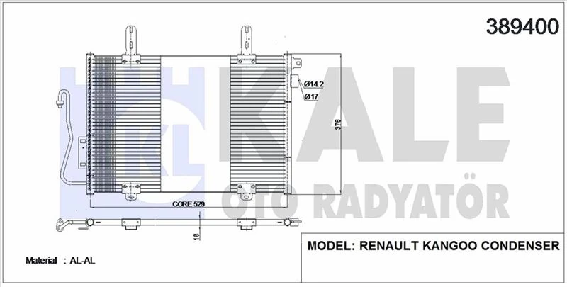 Renault Klima Radyatoru (kondanser) Renault  Kangoo I 1.4 1.5 DCI 1.6 1.9 Dti - Kale 389400