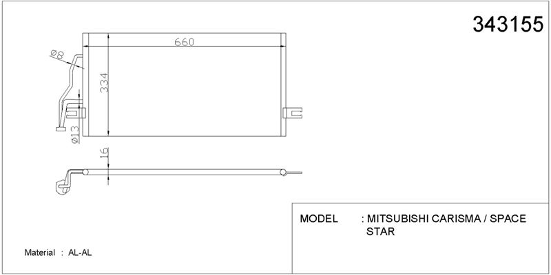 KLIMA RADYATORU MITSUBISHI CARISMA 1,6 1,8 1995 2006 - KALE 343155