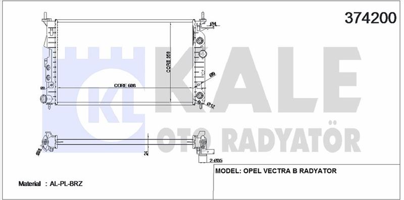 MOTOR SU RADYATORU VECTRA B 96>02 X16XEL - Z16XE - X18XE - X20XEV - KALE 374200