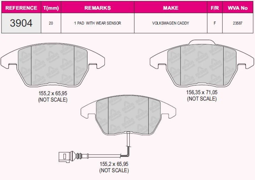Vag On Fren Balatası Caddy 03> Golf V A3 Octavıa Touran Toledo 04> Passat Jetta 05> Fisli - Grap 93904