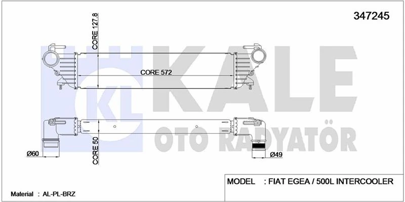 Fiat Turbo Radyatörü - Turbo Radyatoru Al/pl - Kal 347245