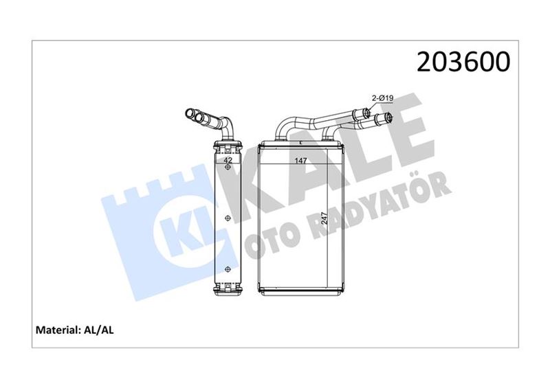 KALORIFER RADYATORU TRANSIT V347 2,2TDCI / 2,4TDCI / 3,2TDCI KLIMASIZ 06 /> - KALE 0288912AB