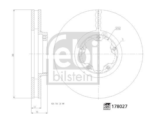 ON FREN DISKI (AYNASI) TRANSIT - CUSTOM V362 - V363 2.0 ECOBLUE 17> (308 mm) - FEBI 178027