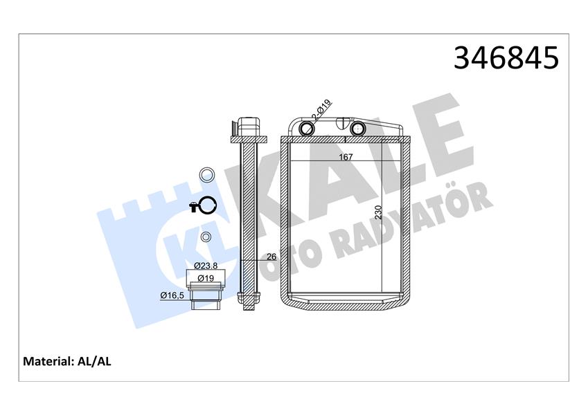 KALE 2081811AB KALORIFER RADYATORU (MOTOR ICI) DUCATO III 2,3 JTD JUMPER III BOXER III 22DT PUMA 06> - KALE 346845