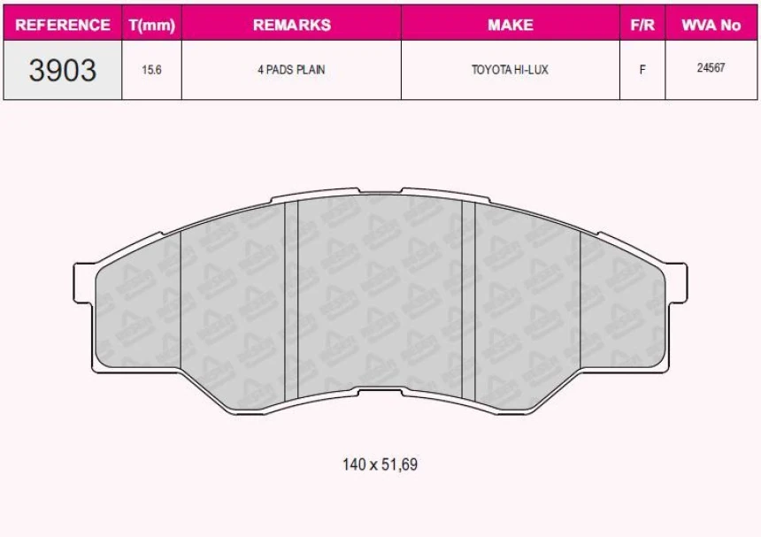 Toyota Ticarı On Fren Balatası Hilux Vigo III Pickup 2,5 2007> 4x2 - Grap 93903