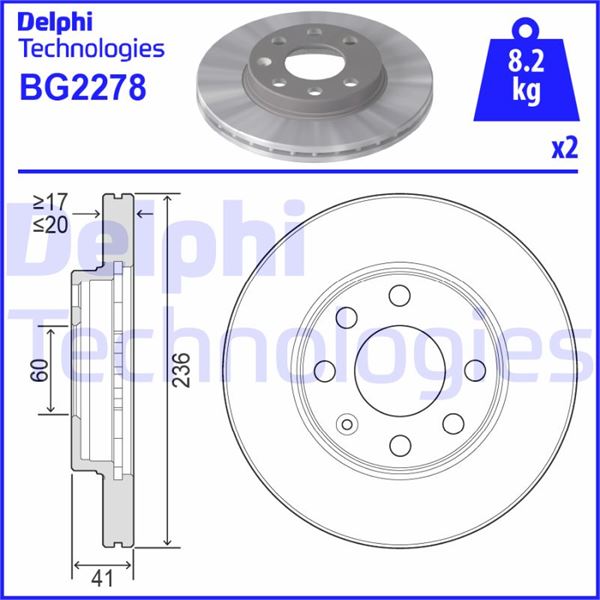 ON FREN DISKI ASTRA F 92>98 CORSA B 93>02 ASTRA CLASSIC 99>02 - DELPHI BG2278