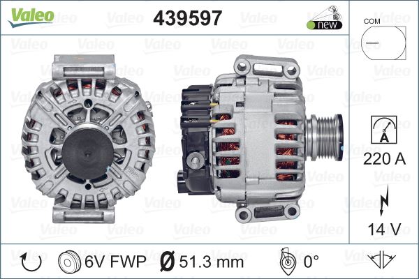 ALTERNATOR (14V 220A) MERCEDES SPRINTER 906 06 - VALEO 439597