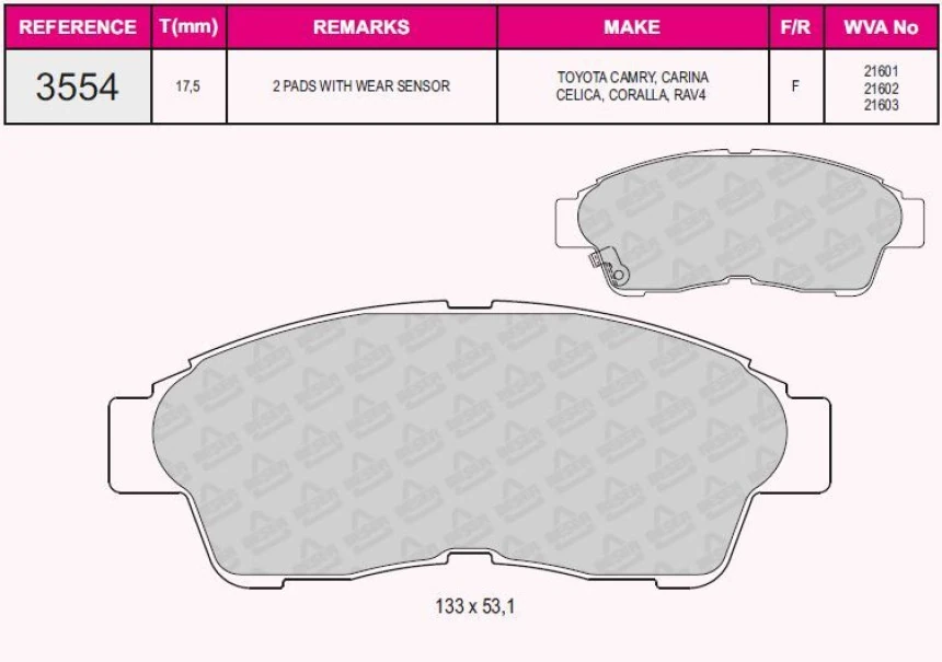 Toyota On Fren Balatası Toyota Corolla 1993-1998 Enj (ae100 Ae101 Kasa) Corona Carına At191 92-97 Rav 4 97- - Grap 93554