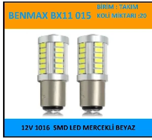 Unıversal Led Ampul (x2) 12v 1016 Smd Mercekli Beyaz *** - Benmax-Bx11015