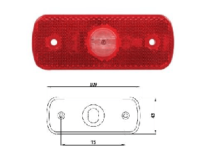 TEK LEDLİ ARKA POZİSYON LAMBASI-(KIRMIZI LENS) 250mm KABLO - VARROC-3075M002Y20A