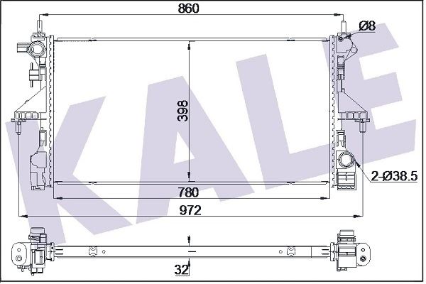 MOTOR SU RADYATORU BOXER III-JUMPER III 2.0HDI 780 x 398 x 32 mm - KALE 355505