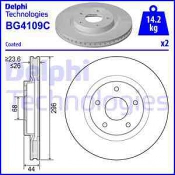 ON FREN DISKI (AYNASI) HAVALI NISSAN QASHQAI 2007 2012 XTRAIL 2008 2012 JUKE 2010> RENAULT KOLEOS 20 - DELPHI BG4109C