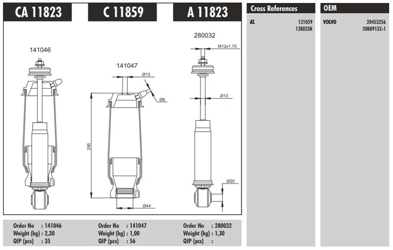 Scanıa Truck Kabın Amortısoru Koruklu On Komple Volvo Fh 400-440-460-480-500-520-540 05> 420 09> Fh12 420 93>05 4 - Connect Ca 11823