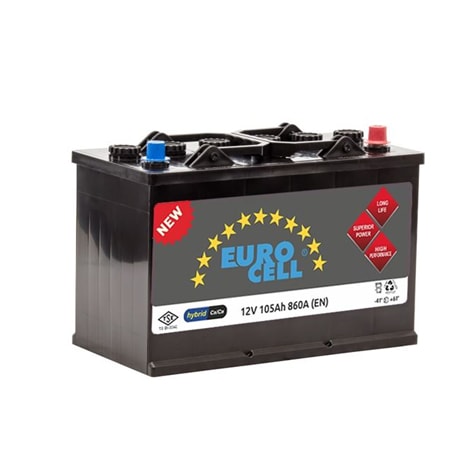 AKU 12V 105 AH D2 (349×173×235) TRAKTOR UZUN KENARLAR TIRNAKLI - EUROCELL 8699358510044