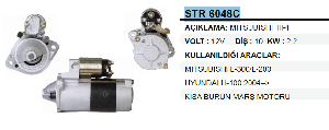 MARŞ MOTORU-MIT 12V 10D H100/L300 KISA BURUN DİŞLİ GERİDE 2004--> PİN.KAPAK.DİŞLİ MESAFE 52 - REMARK-STR6048/C