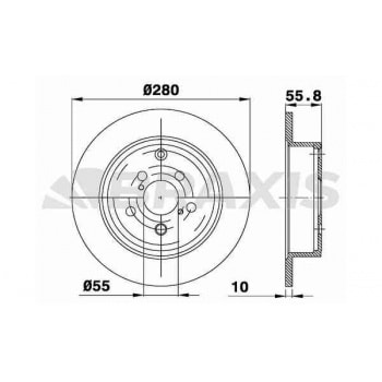ARKA FREN DISK (AYNASI) DUZ TOYOTA AVENSIS 1.6 1.8 2.0D 03>08 (280×5) - BRAXIS AE0270