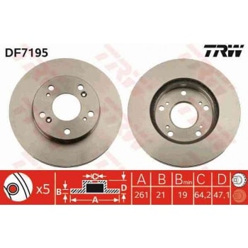 ON FREN DISKI (AYNASI) HAVALI HONDA CIVIC HATCHBACK 1.4I 1.4 IS 1.6 I 01-06 CR-Z 11-15 1.5 HIBRIT (2 - TRW DF7195