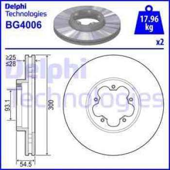 ON FREN DISK AYNASI TRANSIT V347 2.2 - 2.4 - 3.2TDCI ARKADAN CEKER 06> OLCU: (300 * 28) - DELPHI BG4006